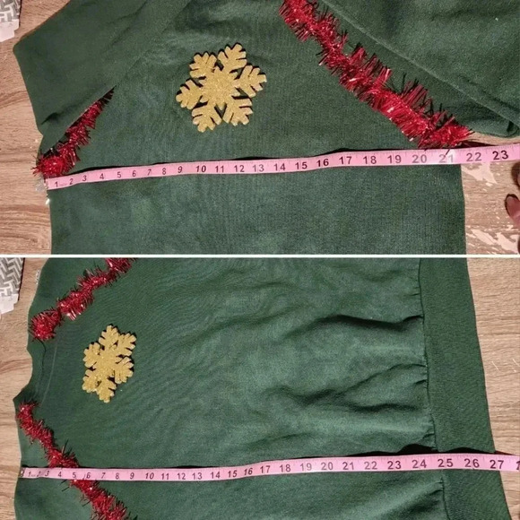1 of a kind Custom Handmade Ugly Christmas Sweater Tinsel Bells Bows Women's XL - Picture 10 of 10